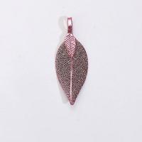Messing Smykker Vedhæng, med Leaf, Leaf, forgyldt, du kan DIY & for kvinde, flere farver til valg, nikkel, bly & cadmium fri, 14x38mm, Solgt af PC