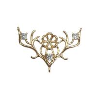 Cubic Zirconia Micro Pave Brass Pendant Antlers KC gold color plated DIY & micro pave cubic zirconia & double-hole Sold By PC