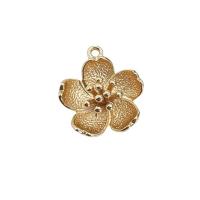 Bijoux pendentifs en laiton, fleur, plaqué de couleur d'or KC, DIY, 14mm, Vendu par PC