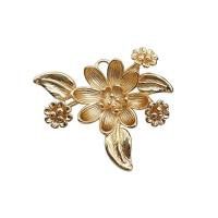 Bijoux pendentifs en laiton, fleur, plaqué de couleur d'or KC, DIY, 27x29mm, Vendu par PC