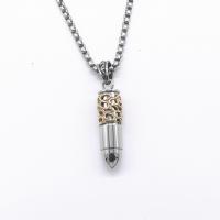 Titanium Steel Pendants, Bullet, polished, DIY & Unisex, more colors for choice, 48.50x10.80x10.80mm, Sold By PC
