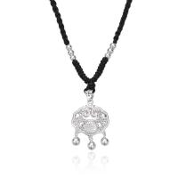 925 Sterling Silver Necklace with PU Leather & Polyester Cord silver color plated & for woman Sold By PC