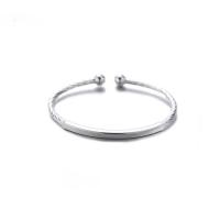925 Sterling Silver Cuff Bangle silver color plated fashion jewelry & for woman 3.3mm 55mm Sold By PC