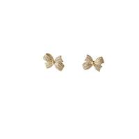 925 Sterling Silver Stud Earring, Bowknot, 14K gold plated, fashion jewelry & micro pave cubic zirconia & for woman, 12.3x9.6mm, Sold By Pair