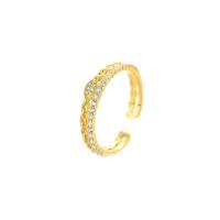 925 sterling silver Cuff finger ring, plated, mode smycken & micro bana cubic zirconia & för kvinna, fler färger för val, 3.9mm, Storlek:8, Säljs av PC