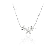 925 Sterling Silver Necklace with 2inch extender chain Flower plated cross chain & fashion jewelry & micro pave cubic zirconia & for woman Length Approx 15.7 Inch Sold By PC