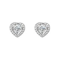 925 Sterling Silver Stud Earring, Heart, platinum plated, fashion jewelry & micro pave cubic zirconia & for woman, 8.70x8.60mm, Sold By Pair