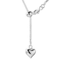 925 Sterling Silver Necklace Heart silver color plated chopin chain & fashion jewelry & for woman Length Approx 23.6 Inch Sold By PC
