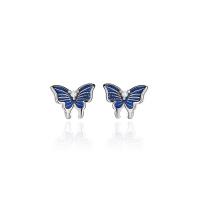 925 Sterling Silver Stud Earring Butterfly antique silver color plated fashion jewelry & for woman & enamel Sold By Pair