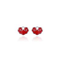 925 Sterling Silver Stud Earring plated fashion jewelry & for woman & enamel Sold By Pair
