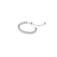 925 de prata esterlina anel, cromado de cor prateada, joias de moda & ajustável & micro pavimento em zircônia cúbica & para mulher, tamanho:6.5-10.5, vendido por PC