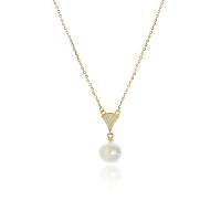 925 Sterling Silver Necklace, with Shell Pearl, with 2inch extender chain, gold color plated, cross chain & micro pave cubic zirconia & for woman, 8x8mm, 10mm, Length:Approx 15.7 Inch, Sold By PC