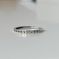 925 de prata esterlina Cuff Ring Finger, banho de cor prata antiga, ajustável & para mulher, 1.9mm, tamanho:7.5, vendido por PC