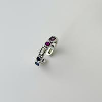 925 sidabro Cuff Finger Ring, antikvariniai sidabro spalva padengtas, reguliuojamas & mikro nutiesti kubinių Zirconia & moters, 3.9mm, Dydis:6.5, Pardavė PC
