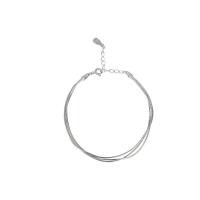 925 Sterling Silver Bracelet, with 1.2inch extender chain, platinum plated, three layers & fashion jewelry & snake chain & for woman, Length:Approx 6.3 Inch, Sold By PC