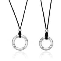 925 Sterling Silver Necklace with Polyester Cord Donut silver color plated fashion jewelry & with letter pattern & for couple Length Approx 26 Inch Sold By PC
