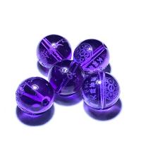 Natural Amethyst Beads Round DIY & with letter pattern Sold By PC