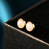 Gemstone Oorbellen, Messing, met Opaal, mode sieraden & voor vrouw, nikkel, lood en cadmium vrij, 7mm, Verkocht door pair