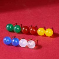 Gemstone Earrings, calcedôniavariedade de sílica, joias de moda & para mulher, Mais cores pare escolha, níquel, chumbo e cádmio livre, 8mm, vendido por par