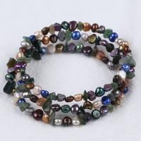 Sötvatten odlade Pearl Bracelet, Freshwater Pearl, tre lager & mode smycken & för kvinna, flerfärgad, 4-5mm, Längd Ca 18 cm, Säljs av PC
