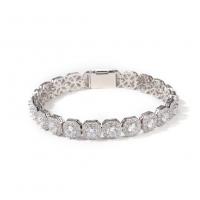 Brass Bracelet & Bangle silver color plated fashion jewelry & for woman & with cubic zirconia silver color 9mm Sold By PC