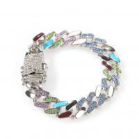 Zinc Alloy Bracelet plated fashion jewelry & Unisex & micro pave cubic zirconia & enamel 12mm Sold By PC