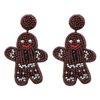 Earring Jewelry Seedbead with Cloth handmade Christmas Design & fashion jewelry & for woman coffee color Sold By Pair