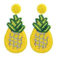 Earring Jewelry, Seedbead, with Cloth, Pineapple, handmade, Christmas Design & fashion jewelry & for woman, multi-colored, 73x34mm, Sold By Pair