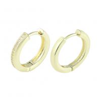 Brass Hoop Earring, gold color plated, fashion jewelry & for woman & with rhinestone, golden, 17x17mm, Sold By Pair