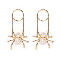 Zinklegierung Ohrringe, mit Kunststoff Perlen, Spinne, plattiert, Modeschmuck & für Frau, keine, 65x35mm, verkauft von Paar