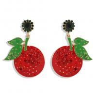 Zinc Alloy Drop Earrings Fruit gold color plated fashion jewelry & for woman & enamel & with rhinestone Sold By Pair