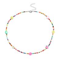 Resin Necklace with Polymer Clay & Zinc Alloy handmade fashion jewelry & for woman multi-colored Sold Per 50-57 cm Strand