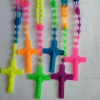 Rosary Necklace Silicone Cross random style & fashion jewelry & Unisex mixed colors 7mm Length Approx 45 cm Sold By PC