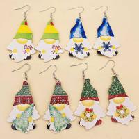 PU Leather Drop Earring, with Iron, printing, Christmas Design & fashion jewelry & different styles for choice & for woman, more colors for choice, 35x78mm, Sold By Pair