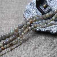 Labradorit Perlen, rund, DIY & verschiedene Größen vorhanden, grau, verkauft per ca. 38-40 cm Strang