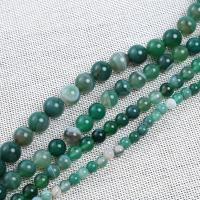 Natürliche Streifen Achat Perlen, rund, DIY & verschiedene Größen vorhanden, grün, verkauft per ca. 38-40 cm Strang