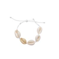 Shell Jewelry Bracelet, with Wax Cord, with 10cm extender chain, Adjustable & fashion jewelry & for woman, white, Length:Approx 18 cm, Sold By PC