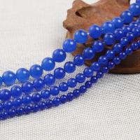 Lila Chalcedon, blauer Chalzedon, rund, DIY & verschiedene Größen vorhanden, blau, verkauft per ca. 38-40 cm Strang