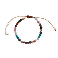 Bracelets de pierres précieuses, pierre gemme, avec Cordon de noeud, Rond, Réglable & bijoux de mode & unisexe, couleurs mélangées, Longueur:Environ 18 cm, Vendu par PC