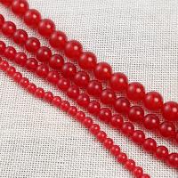 Natural Chalcedony Bead, Round, DIY & different size for choice, red, Sold Per Approx 38-40 cm Strand
