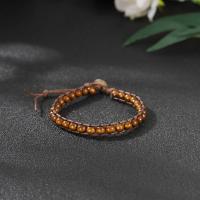 Wood Bracelets, with Coco & Wax Cord, Round, Adjustable & fashion jewelry & Unisex, coffee color, Length:Approx 15.5 cm, Sold By PC