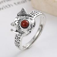 925 Sterling Silver Finger Rings with Yunnan Red Agate Antique finish fashion jewelry & for woman nickel lead & cadmium free 12mm Sold By PC