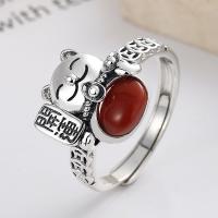 925 Sterling Silver Finger Rings, with Yunnan Red Agate, Antique finish, fashion jewelry & for woman, nickel, lead & cadmium free, 14mm, Sold By PC