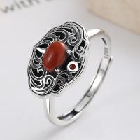 925 Sterling Silver Finger Rings with Yunnan Red Agate Antique finish fashion jewelry & for woman nickel lead & cadmium free 11mm Sold By PC