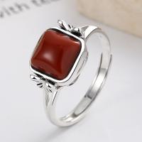 925 Sterling Silver Finger Rings with Yunnan Red Agate Antique finish fashion jewelry & for woman nickel lead & cadmium free 9.5mm Sold By PC