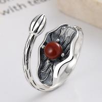 Sterling Silver Nakit Finger Ring, 925 Sterling Silver, s Yunnan Red Agate, modni nakit & za žene, nikal, olovo i kadmij besplatno, 16mm, Prodano By PC