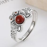 Sterling Silver Nakit Finger Ring, 925 Sterling Silver, s Yunnan Red Agate, modni nakit & za žene, nikal, olovo i kadmij besplatno, 11mm, Prodano By PC