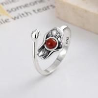 925 Sterling Silver Finger Rings, with Yunnan Red Agate, Antique finish, fashion jewelry & for woman, nickel, lead & cadmium free, 13mm, Sold By PC