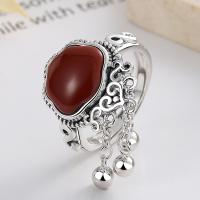 925 Sterling Silver Finger Rings with Yunnan Red Agate Antique finish fashion jewelry & for woman nickel lead & cadmium free 19mm Sold By PC