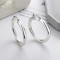 925 Sterling Silver Hoop Earrings, Antique finish, fashion jewelry & for woman, nickel, lead & cadmium free, 4.9x31mm, Sold By Pair